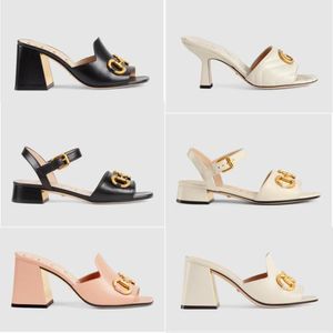 2023 Designer Guccie Sandaal Vrouwen Slippers Leer Hoge Hakken Vrouwen Slides Platform Dikke Hak Elegante Bruidsmeisjesjurk