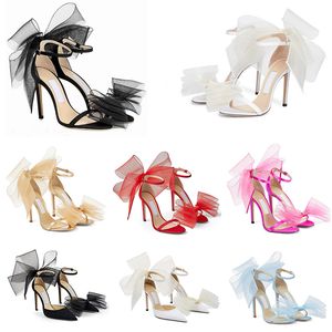 2023 Designer Sandales Averly Pompes Arcs Chaussures Avec Boîte De Luxe Femmes Talons Hauts Aveline Sandale Avec Asymétrique Gros-Grain Mesh Fascinator taille 35-42