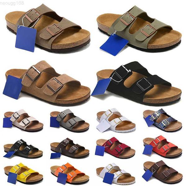 2023 Sandalias de diseñador Boston Clogs Hombres Runas Arizona Zapatillas Birko-Flor Nubuck Cuero Gamuza Negro Blanco Marrón Rojo Azul Playa de verano Tamaño de diapositiva al aire libre 35-46