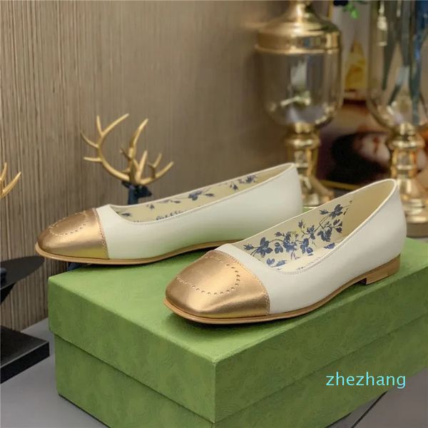 2023-designer sandales pour femmes chaussures plates en cuir motif de ballet motif en métal pouce sexy chaussure 35-40