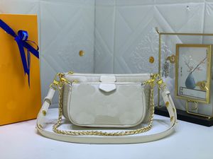 2023 Designer Satchel Slanting Women's Tote Designer Shoulder Handbag Multi-poches Embodied Leather Fashion Luxury Amovible Chain Clutch Bag Composite Bag 80447