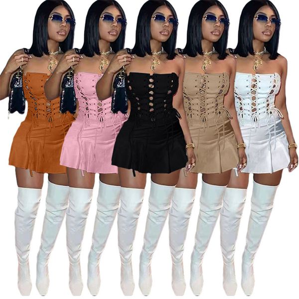 2023 Designer Sexy Bustier Robes D'été Femmes Évider Bandage Mini Robe Maigre Dos Nu Moulante Robe Nuit Clubwear En Gros Vêtements 9638