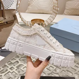 2024 Designer schoenen Sneakers Gabardine Nylon Casual Schoenen Merk Wiel Trainers Luxe Canvas Dames Sneake Mode Platform Effen Verhoog Schoen outdoorschoenen