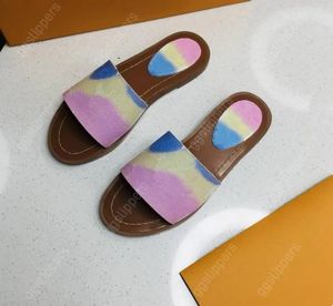 2023 Designer Slipper Brand Sandals Fashion Women's Women Luxury Flower Gedrukte Tie-Dye Unisex Beach Flip Flops