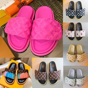 Designer Sandalen Zwembad Kussenglijbaan Slippers Merk Man Slides zwarte Scuff Platte Sandalen Muilezels Zonsondergang Gewatteerde Voorband Muilezel Dames Mode Glijbaan Maat Gemakkelijk te dragen 35-45