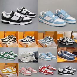 2023 Diseñador Sneaker Virgil Trainer Zapatos casuales Piel de becerro Abloh Blanco Verde Rojo Azul Carta Superposiciones Plataforma Moda Lujo Zapatillas bajas Tamaño 36-45 c8