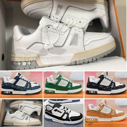 2023 Designer Sneaker Virgil Trainer Zapatos casuales Piel de becerro Abloh Blanco Verde Rojo Azul Carta Superposiciones Plataforma Low Sneakers Tamaño 36-45 A14