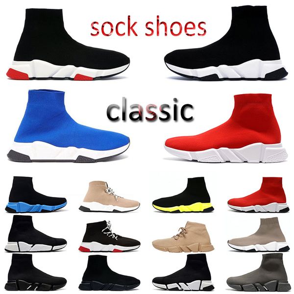 2023 Chaussettes de créateurs Chaussures Hommes Femmes Glitter Triple Noir Plein Rouge Beige Marron Semelle Claire Volt Blanc Bouton Rouge Casual Chaussette Bottes Haute Plateforme Baskets Taille 36-45