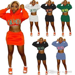 2023 Designer Spring Women Two Piece Dress Outfits Tracksuits Sweatsuitset Fashionl Hooded Sweater Bag Heup Roks Pak