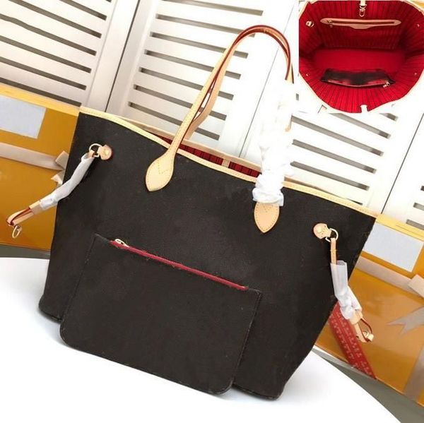 2023 Designer Tote Sac Femme Grands sacs à main Jamais Shopping Full Femmes Haute Qualité Luxe Classique Fleur Vérifié Sac à bandoulière MM Taille Sacs à main Sac de plage Embrayage Walle