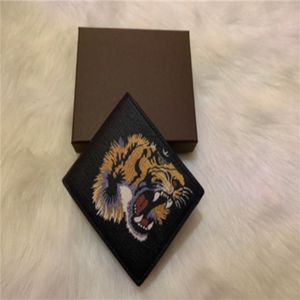 2023 Portefeuilles de créateurs de haute qualité Men de haute qualité Portefeuille animal court en cuir noir Tiger Tiger portefeuille Femme porte-carte de porte-purs à bourse longue avec boîte cadeau