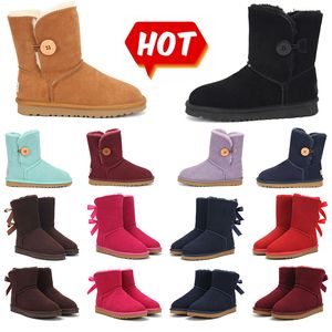 2023 Designer Winter Warm Boots Australie Australian Classic Snow Womens Mini Demi-fourrure complète Fluffy Furry Satin Bottines Ultra Plateforme Marron 36-41