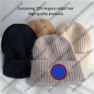 2023 Designer hiver chaud lapin cheveux tricoté chapeau pour hommes et femmes Double couche épaissie laine chapeau décontracté oreille Protection chapeau doux gluant produits de haute qualité