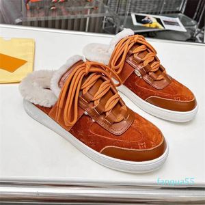 2023-Designer Dames Casual Loafers Winter Wollen Flats Open Rug Sneaker Dames Echt Leer Outdoor Runner Platform Trainers Topkwaliteit 35-41