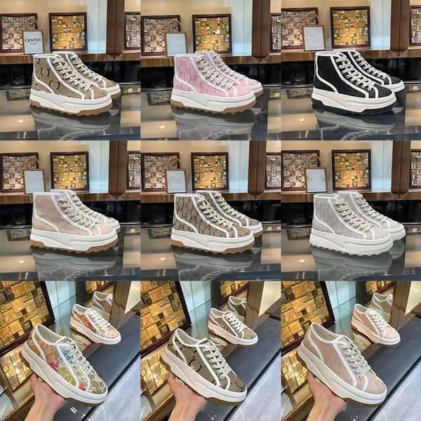 2023 Designer Femmes Casual Chaussures Low Cut 1977 High Cut Chaussures de sport de haute qualité Beige Noir Toile Chaussures de tennis Tissu de luxe Chaussures à semelle épaisse