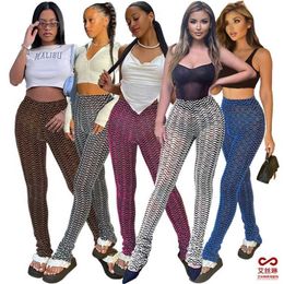 2023 Designer femmes pantalons mode ondulé imprimé Sexy taille haute talon tas Leggings Slim Fit pantalon