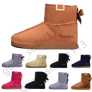 2023 Designer Femmes Bottes De Neige Triple Noir Châtaigne Violet Rose Marine Gris Mode Classique Genou Cheville Botte Courte Femme Dames Garder Au Chaud Designers Chaussons Chaussures Gai