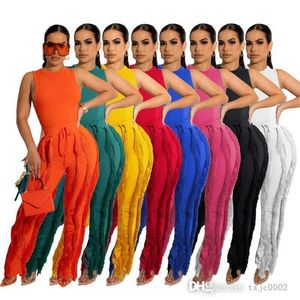 2023 Designer Women Tracksuits Tassel Tassel Twee -delige broek Set Zomer sexy mouwloze tanktop Vest Drawing broek bijpassende outfits