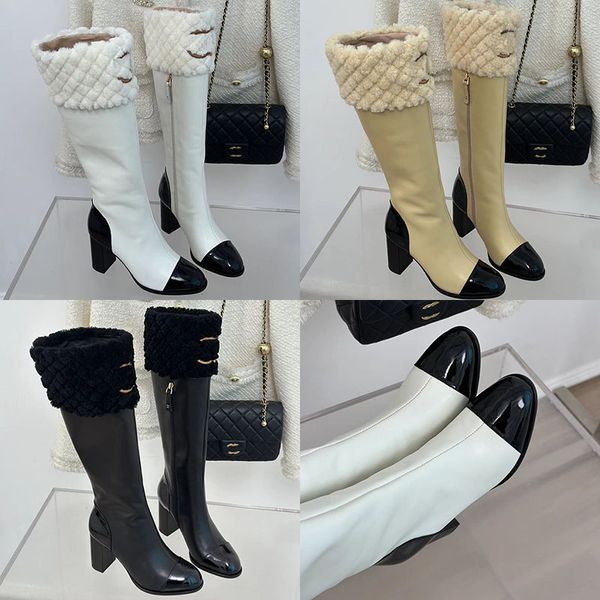 2023 Designer Womens Luxury Toes pointues Boots Femmes Véritable cuir en cuir Côté Zipper Boots-High Boots Ladys Automne Hiver sexy sexy non glissée
