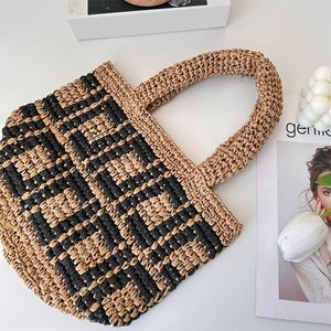 2023 Designer tissé sac fourre-tout paille sac à main mode lettre F 2 taille Hobo sacs plage sac dame sacs à bandoulière Totebag