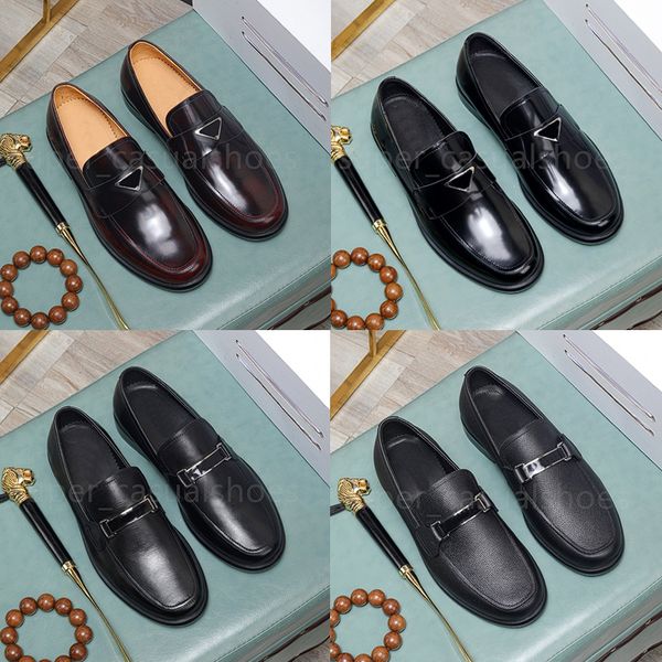 Designers Chaussures hommes mots de chiens de robe de robe authentique en cuir marron noir pour hommes décontractés chaussures de créateur glissade chaussure de mariage de bureau avec boîte 38-45