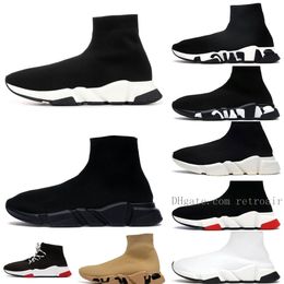 2023 Diseñadores Velocidades 2.0 V2 3.0 Zapatos casuales Plataforma Sneaker Hombres Mujeres Tripler Paris Calcetines Botas Negro Blanco Azul Luz Ruby Graffiti Entrenadores de lujo Zapatillas de deporte