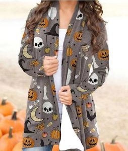 2023 Chemises Desinger Womens Halloween Cardigan Print Skull Best Pumpkin Patché des pulls à manches longues numériques Halloween Theloween Mabinet HBP