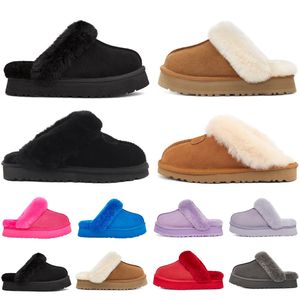 2023 Disquette Pantoufles Diapositives Designer Sandales Hommes Femmes Fur Sliders Slip-On Tongs Châtaigne Noir June Gloom Charcoal Rouge Rose Mens Slipper Slide Sandal Scuffs