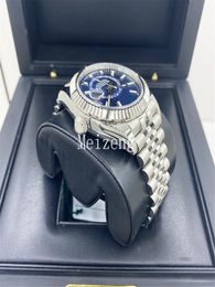 2023 Diver Sport Polshorloge Sky-Dweller Blauwe Wijzerplaat 326934 Jubilee Armband Ongedragen 2023 Box Boekje Gloednieuw Heren Automatisch Horloge
