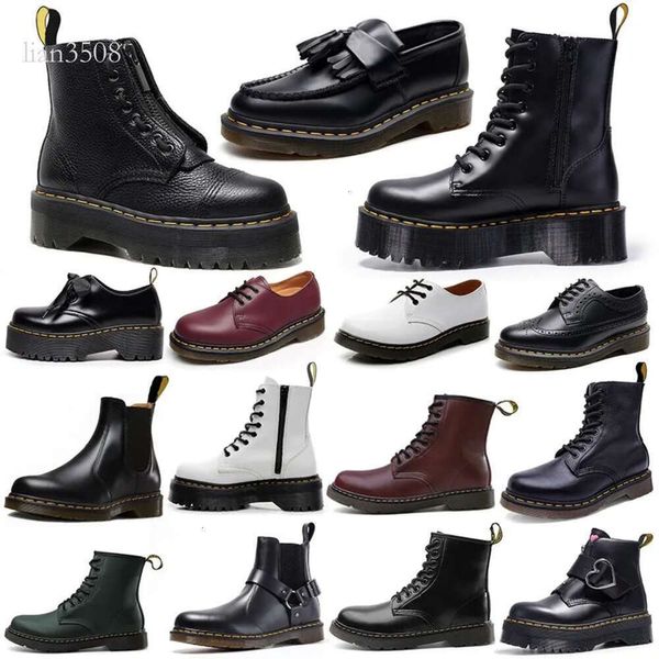 Botas Martins Martens Doc Designer Boot Martin Hombres Mujeres Zapatillas Triple Negro Blanco Clásico Tobillo Botines cortos Invierno Nieve