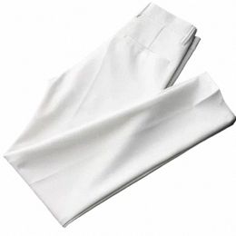 2023 Pantalon drapé Pantalon droit Slim Casual Pantalon blanc Costume pour homme Anti-rides Pantalon à neuf points de haute qualité d6eZ #