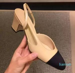 2023 chaussures habillées baskets chaussure mariage en cuir véritable ouvert sur formel Chunky chaton talon Slingbacks chaussures habillées sandales