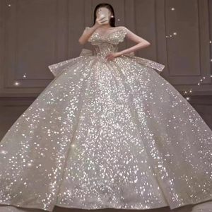 2023 Dubaï luxe une ligne robes de mariée paillettes grande taille chapelle train chérie vestido de novia appliqué robe de mariée de mariée293d