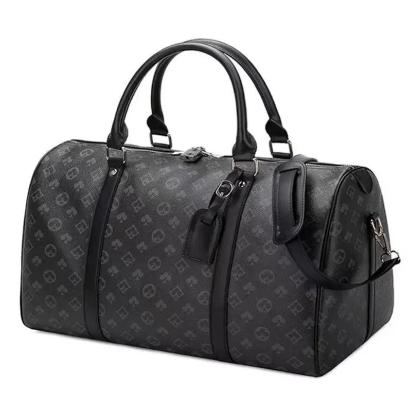 2023 Duffel Bags Lüks Moda Erkekler Kadın Seyahat Duffle Bags Marka Tasarımcı Bagaj Çantaları Kilitli Büyük Kapasiteli Spor Çantası Boyutu 55cm