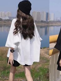 2023 Principios de otoño Estilo coreano Mangas de ala ancha Camisa sin cuello informal Estilo casual perezoso Blanco y negro Color a juego Trece Li