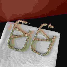 Boucles d'oreilles de styliste pour femmes, en forme de cœur, perle, cristal, or, Double V, lettre S, bijoux de Saint-Valentin, 2023