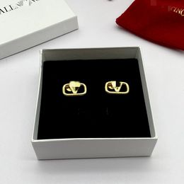 2023 oorbellen Designer voor dames stud luxe goud hartvorm Pearl Crystal Gold Double V Letter 925S Silver Jewelry Classic-013