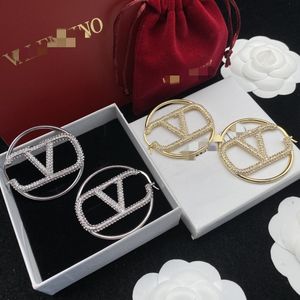 2023 Boucles d'oreilles Designer pour femmes Stud luxe or coeur forme perle cristal or double V lettre 925s bijoux en argent classique-44
