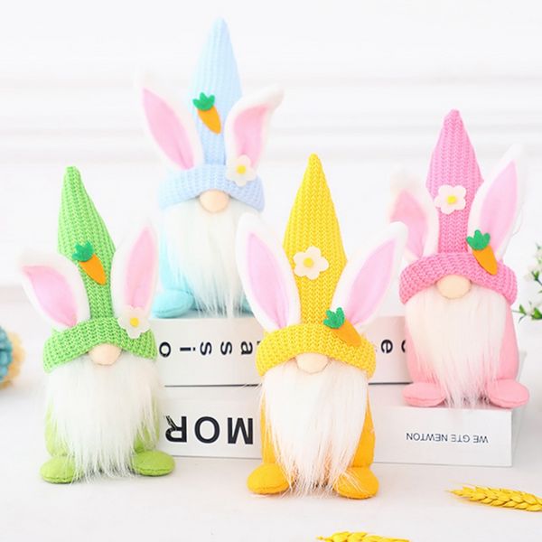 2023 Pascua sin rostro Gnome Rabbit Doll Party Favors Kids Gift Toys Feliz Pascua Decoraciones para el hogar Spring Hanging Bunny Ornaments ss0119