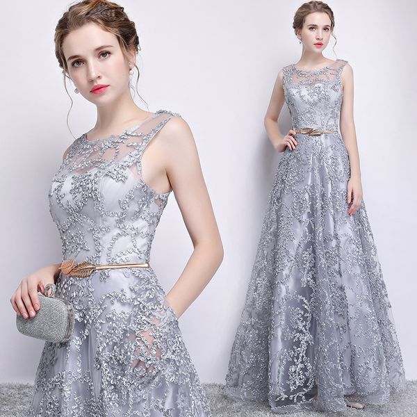 2023 Vestidos elegantes para la madre de la novia Scoop A Line Vestidos para madres de encaje Perlas Cuentas Apliques de encaje Ilusión Mangas largas Vestidos de fiesta de cóctel de talla grande Vestido uniforme