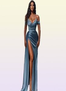 2023 Elegant Off Bounder Prom Hobe une ligne Backless Sexy Crystal Split Side High Sexy Sight Robes BC10944 GB1202X33964216