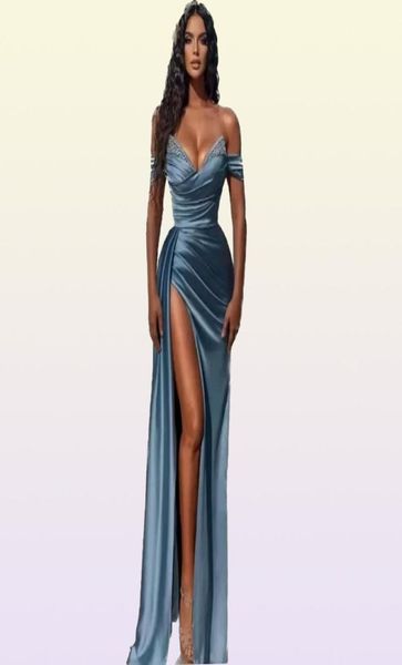 2023 Elegantes vestidos de fiesta con hombros descubiertos Una línea Sin espalda Sexy Crystal Split Side High Sexy Vestidos de noche BC10944 GB1202x37021503