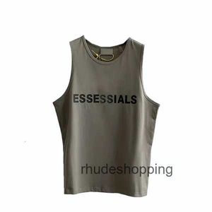 2023 ESS Mens Tank Top T-shirt Trend Brand en trois dimensions Lettrage Pure Coton Lady Sports Casual Loose Street Street Sans Sans Soupli