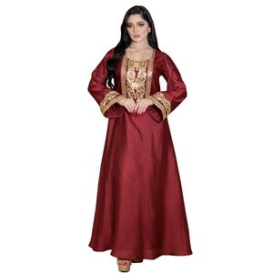 2023 Etnische kleding Casual jurken Fashion moslimvrouwen kleding vintage etnische lovertjes gouden draad hijab jurk Marokkaanse kaftan Dubai Turkije Oman Arabische gewaad