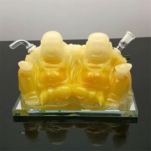 2023 Europa en Americaglass Pipe Bubbler Rookpijp Water Glass Bong Hot Selling Resin Dubbele Boeddha Waterfles