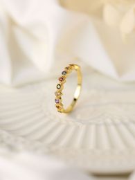 2023 Venta caliente europea y americana S925 plata esterlina moda versátil Mini conjunto colorido piedra anillo de mujer