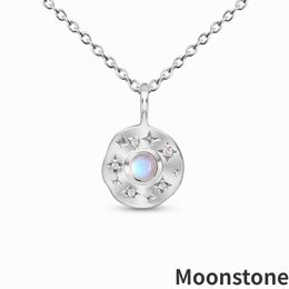2023 européen et américain rétro S925 en argent sterling incrusté de lune pierre de lune pendentif collier bijoux délicats pour femmes