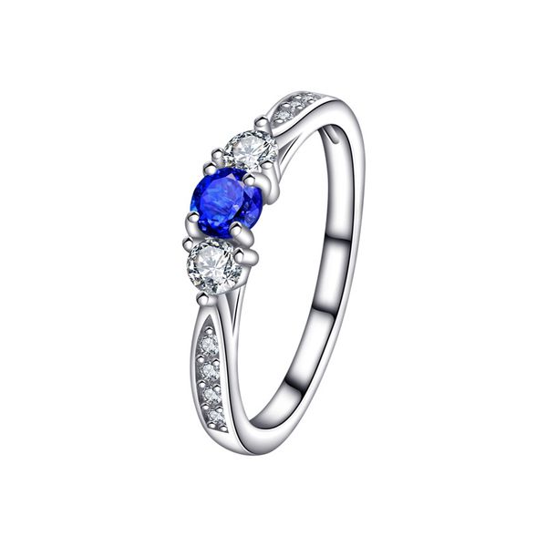 2023 européenne et américaine S925 bague en argent Sterling luxe bleu colis Zircon ensemble bague en diamant élégante bague de mariage pour femmes