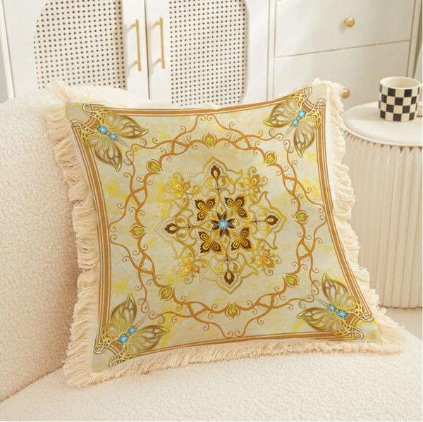 2023 European Luxury ins Fleur taie d'oreiller Tournesol feuilles d'érable pissenlit plante motif taies d'oreiller Couverture de coussin en tissu de soie imité imprimé numérique