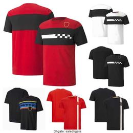 2023 Fans de F1 T-shirt Ferari Formule 1 T-shirts de l'équipe rouge Costume de course Maillot de sport automobile T-shirt d'impression surdimensionné décontracté d'été